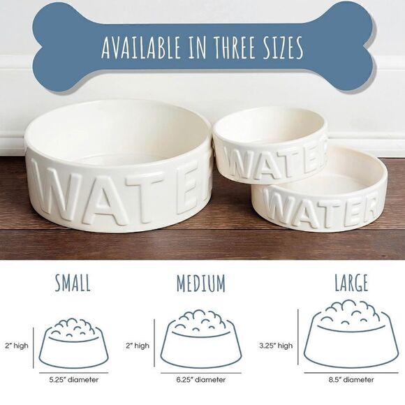 Park Life Designs Pet Bowl | Classic Water (Small, White) - Picture 1 of 6